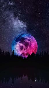 The Moon In Pink And Blue iPhone the moon iphone wallpaper