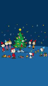 The Peanuts gang celebrating Christmas! snoopy wallpaper