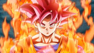 The powerful Saiyan Goku unleashes his strength in the epic anime series Dragon Ball Super. dragon ball super wallpaper
