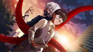 The protagonist of Tokyo Ghoul, Kaneki, illustrated in his iconic Ghoul form. tokyo ghoul wallpaper