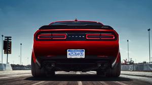 the rear end of a red dodge challenger dodge challenger 4k wallpaper