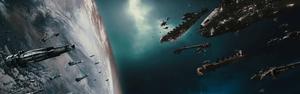 The Space Battle with Epic Visuals on Dual Monitor Displays dual monitor wallpaper