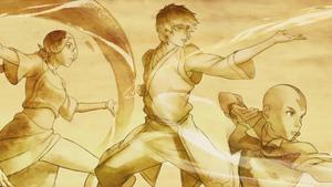 The Team of Aang, Katara and Zuko in Avatar The Last Airbender avatar the last airbender wallpaper