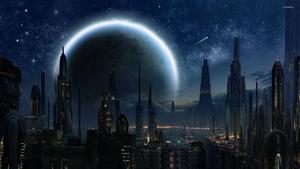 The Vibrant Cityscape of Coruscant Wallpaper