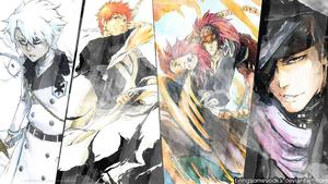 The War for the Soul Society: Ichigo, Toshiro, Renji, and Aizen bleach wallpaper