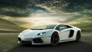 The White Lamborghini Aventador at Sunset lamborghini wallpaper