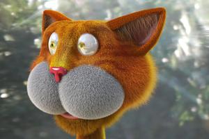 This adorably lifelike 3D orange cat will brighten your day!  Wallpaper