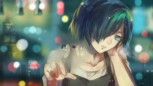 This short-haired anime girl with an owl is a symbol of power and strength. anime girl wallpaper