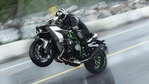 Thrill-Seeker Riding High on a Black Kawasaki H2R kawasaki h2r wallpaper