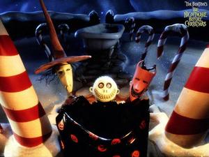 Tim Burton's nightmarish elves come to life in this spellbinding scene from "The Nightmare Before Christmas". nightmare before christmas wallpaper