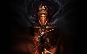 Titan Eren Yeager Holding Mikasa eren yeager wallpaper