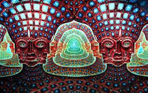 Trippy Red Faced Statue Psychedelic Art trippy wallpaper