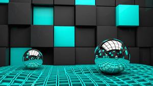 Two 3D Silver Balls HD Wallpaper