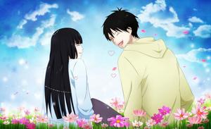 Two anime characters in a passionate embrace. anime love wallpaper