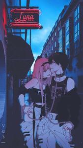 Two Anime Characters in an Intimate Aesthetic Moment aesthetic couple anime wallpaper