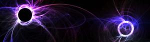 two blue and purple circles with a hole in the middle dual monitor wallpaper