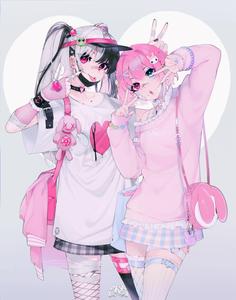 Two Cute Anime Girls Harajuku Style cute anime wallpaper