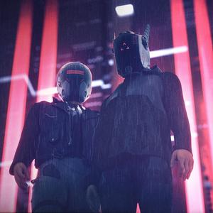 Two futuristic cyberpunks from a digitally enhanced future cyberpunk wallpaper