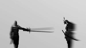 two men with swords in the background samurai wallpaper