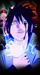 Unleashing the power of Sasuke's Rinnegan eye and Chidori technique. sasuke wallpaper