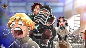 Unyielding spirit: A tearful moment with Zenitsu at the Butterfly Mansion. zenitsu wallpaper