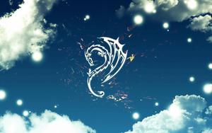Up beyond the clouds, a majestic dragon dwells sky wallpaper