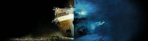 View of the Titanic Above and Below the Sea dual monitor wallpaper