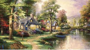 Village Painting Art art wallpaper