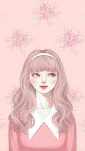 Vintage Pink Korean Anime Girl korean anime girl wallpaper
