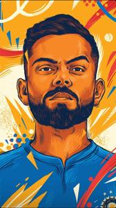 Virat Kohli HD Orange Blue Art Wallpaper