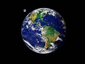 Vivid Planet Earth With Moon Background earth wallpaper