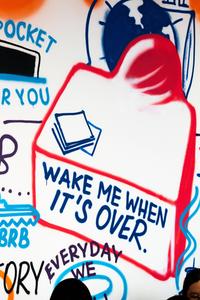 Wake Me When It's Over Text Overlay meme wallpaper