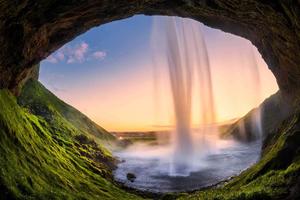 Waterfall In A Cave Nature Picture nature wallpaper