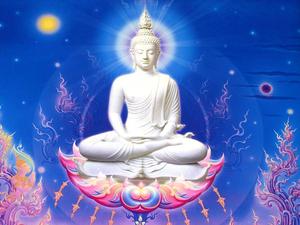 White Buddha Statue - A Sacred Symbol of Strength and Patience buddha wallpaper