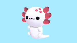 White Cartoon Axolotl In Blue axolotl wallpaper