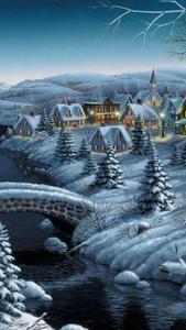 White Christmas Village Winter iPhone winter iphone wallpaper