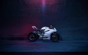 White Motorcycle In Bluish Purple Background motorcycle wallpaper