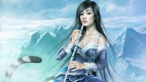 White Tiger Fantasy Girl girl wallpaper
