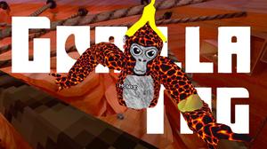 Wild gorilla hanging on a tree branch in its natural habitat