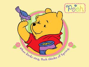 Winnie the Pooh and His Chirpy Friend winnie the pooh wallpaper