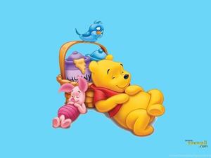 Winnie the Pooh Collects Honey In His Basket winnie the pooh wallpaper