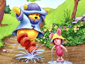 Winnie the Pooh enjoying a sunny day in the Hundred Acre Woods. winnie the pooh wallpaper