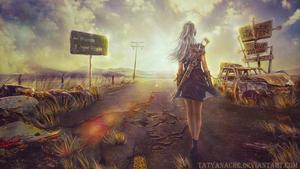 Woman On Road Fallout fallout wallpaper