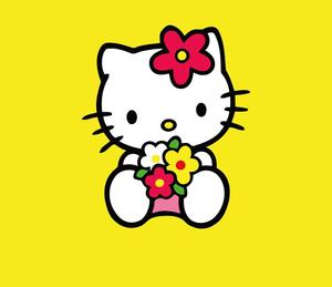 Yellow Hello Kitty PFP With Flowers hello kitty pfp wallpaper