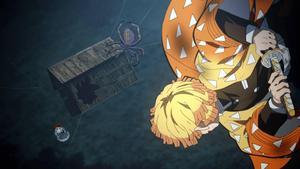 Zenitsu fights a giant demon spider zenitsu wallpaper