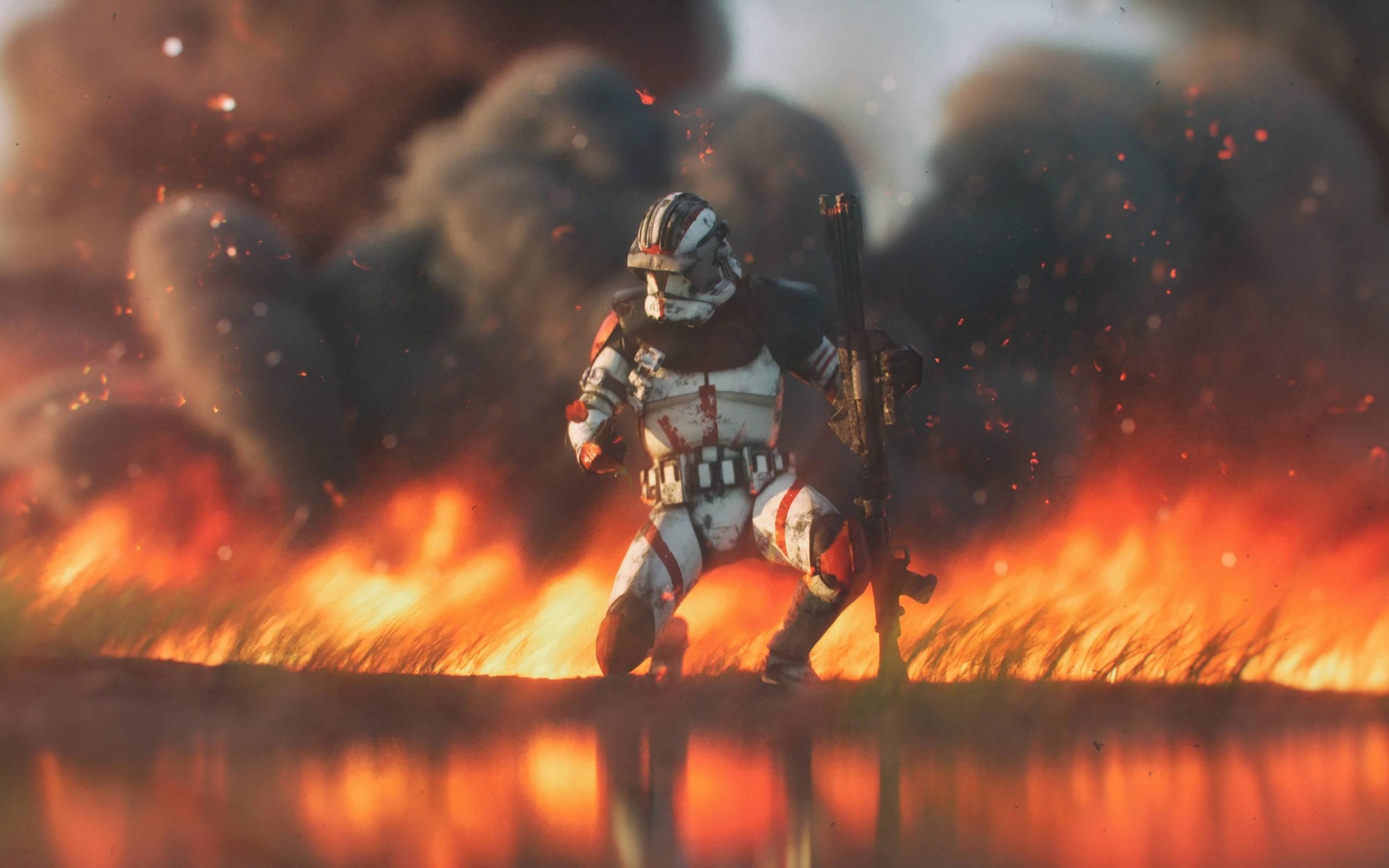 2560x1600 Star Wars Imperial Stormtrooper Fire And Smoke — 2560x1600 wallpaper