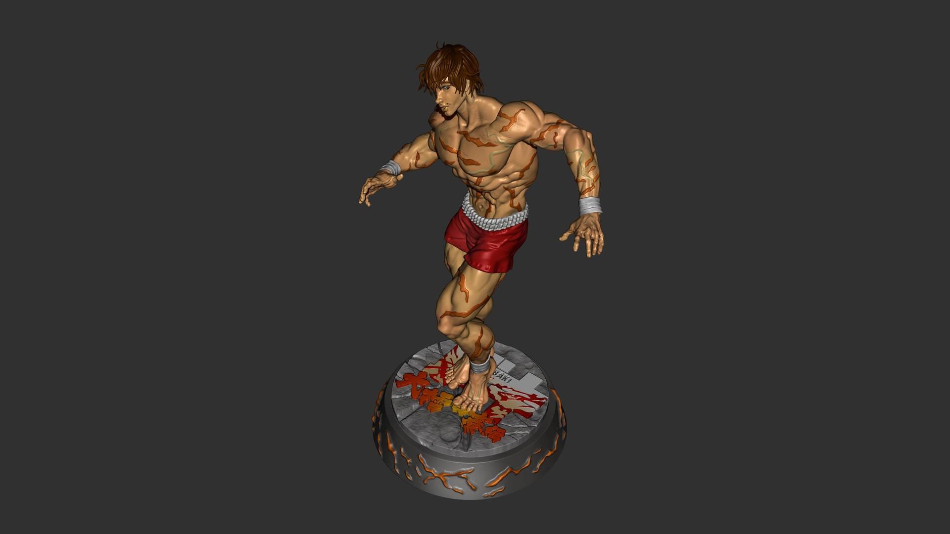 3D Baki Hanma In Gray — 1920x1080 wallpaper