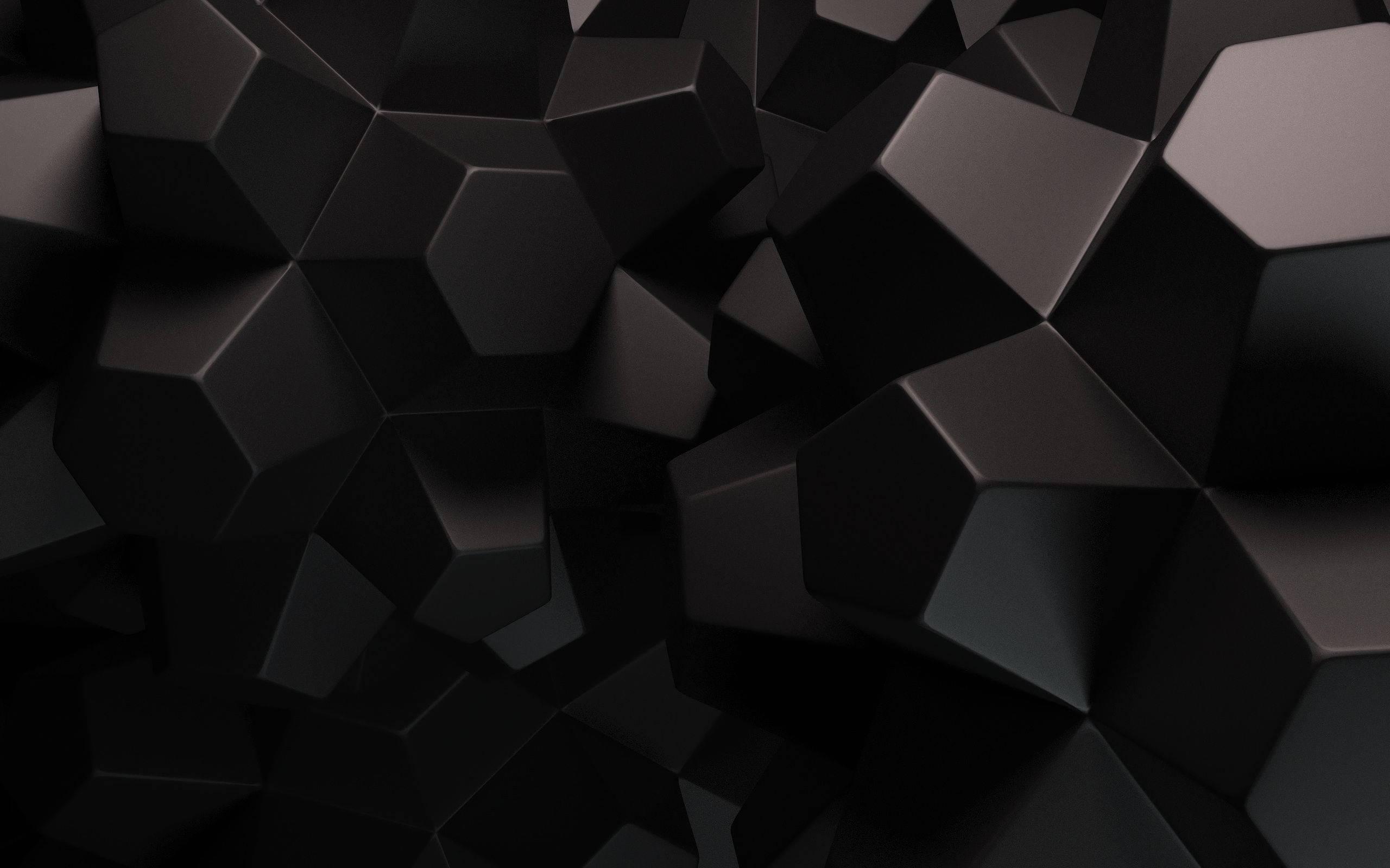 3D Black Hexagons — 2560x1600 wallpaper