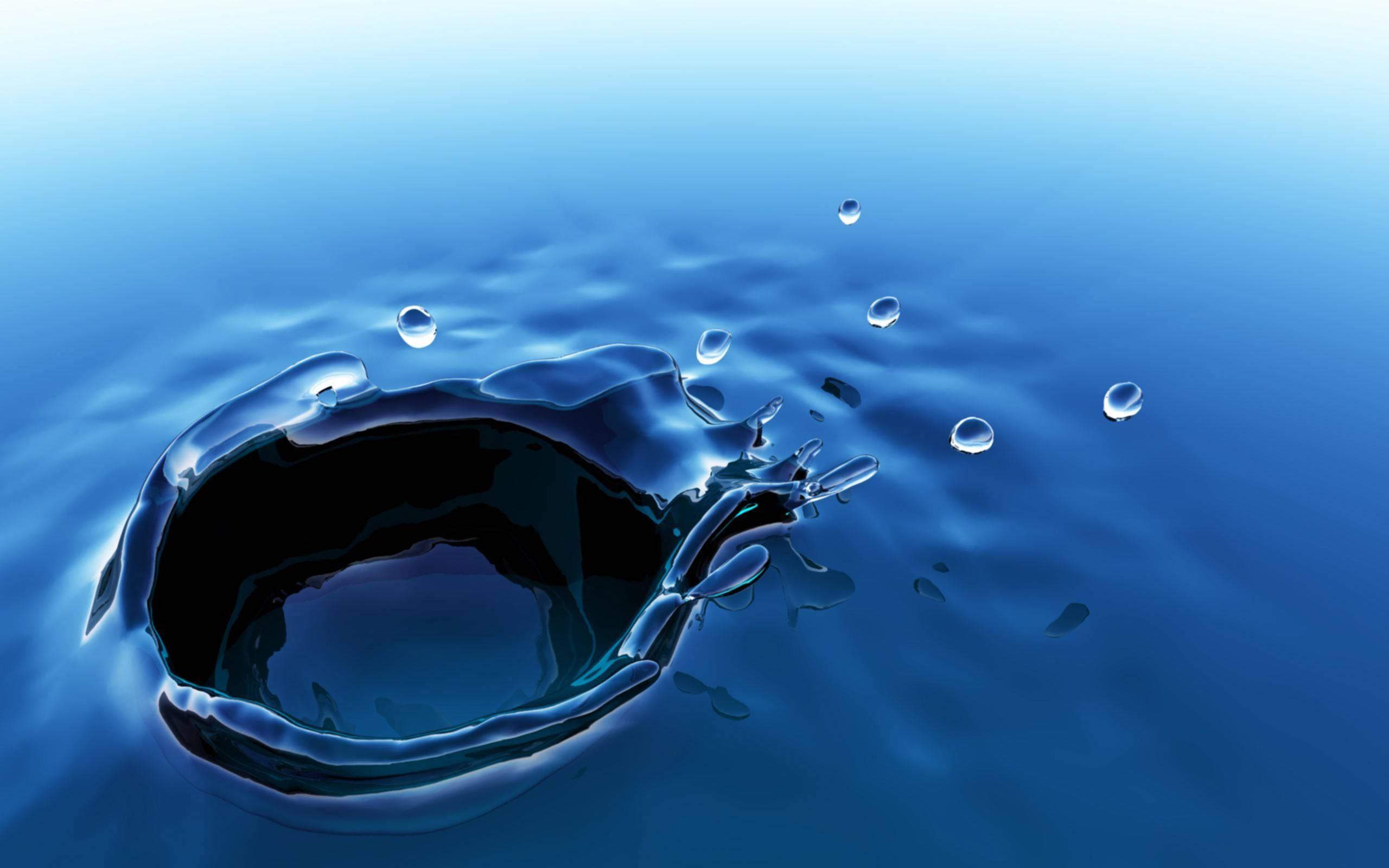3D Blue Water Splash — 2560x1600 wallpaper