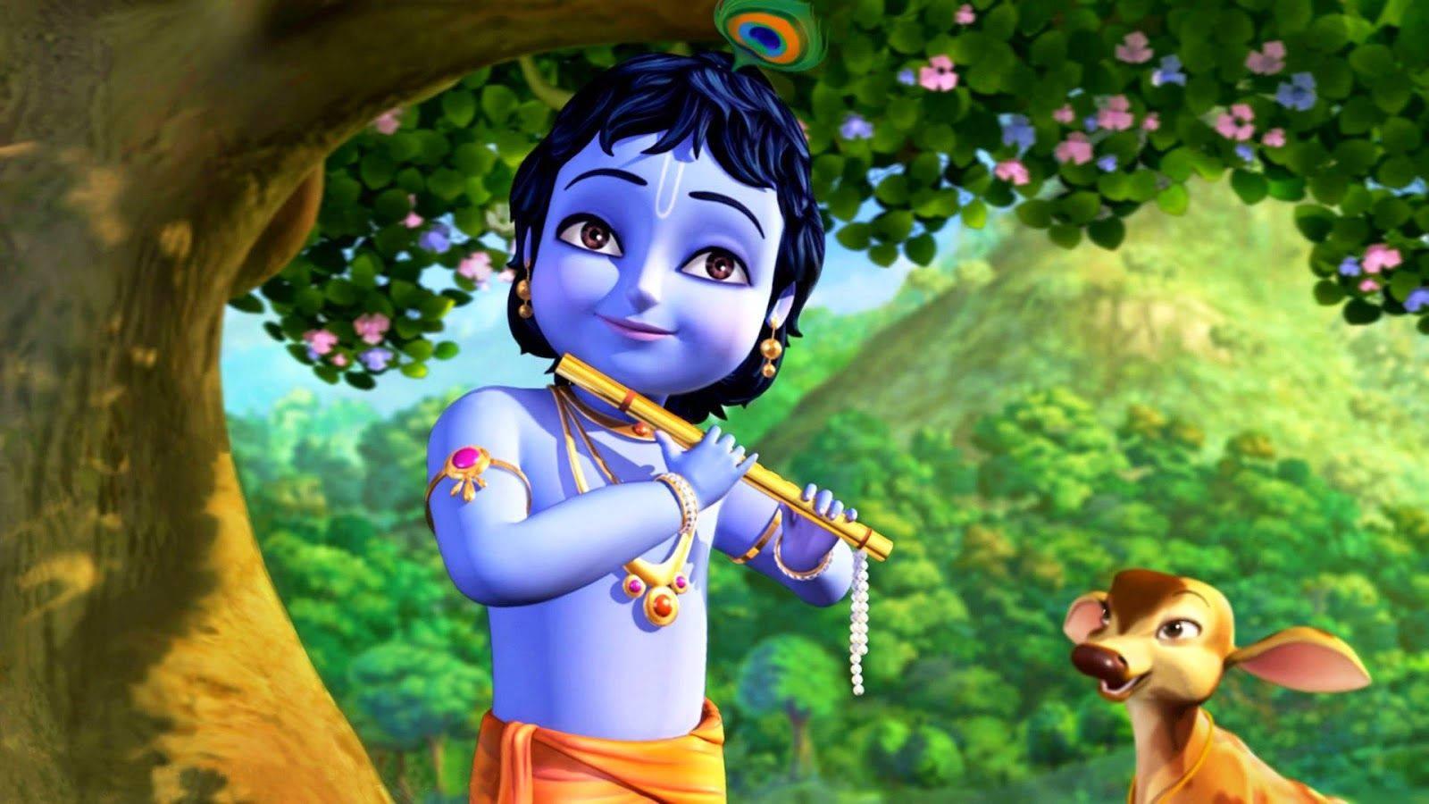 3D Cartoon Krishna — 1600x900 wallpaper